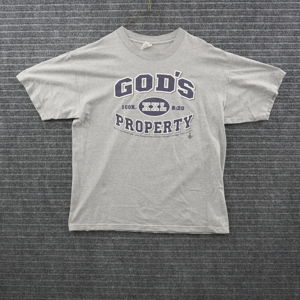 Vintage 90s Kerusso Murina God's Property T-Shirt XL Grey Religious Graphic Tee